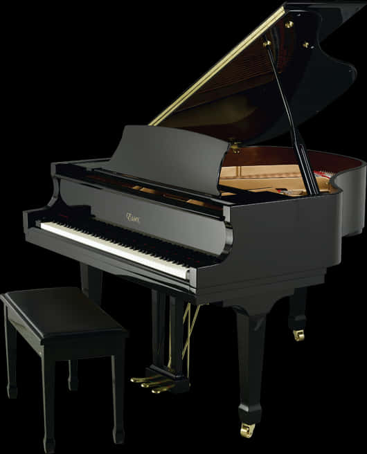 Elegant Black Grand Piano PNG Image