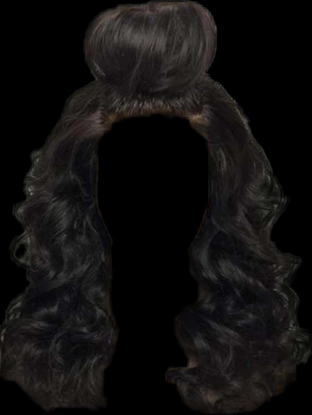 Elegant Black Hair Wigwith Bun PNG Image