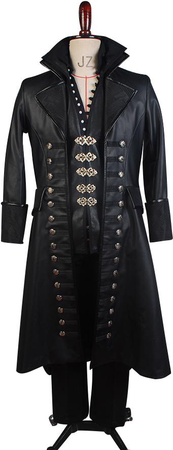 Elegant Black Leather Coat Mannequin PNG Image