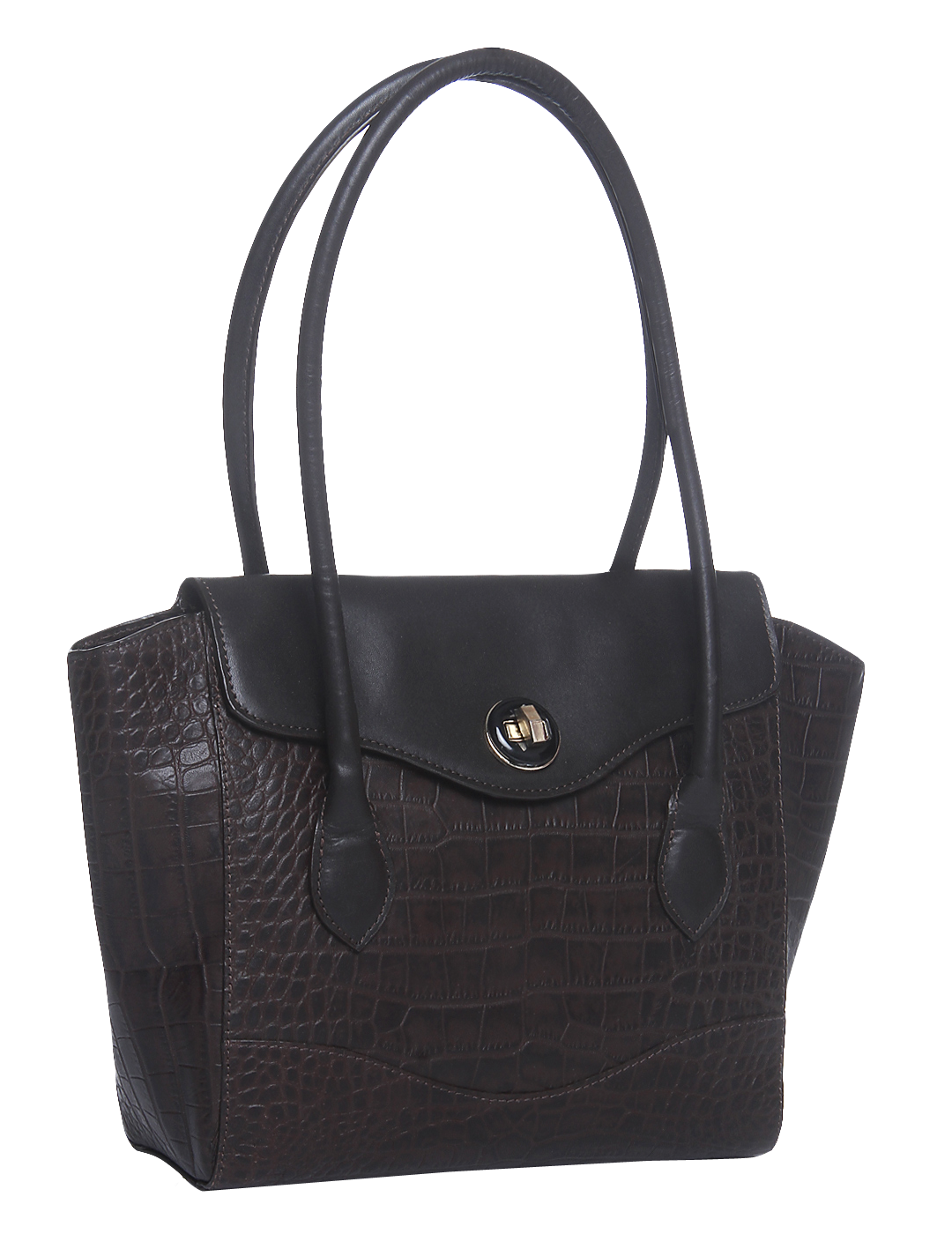 Elegant Black Leather Handbag PNG Image