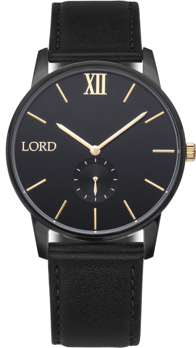 Elegant Black Leather Watch PNG Image