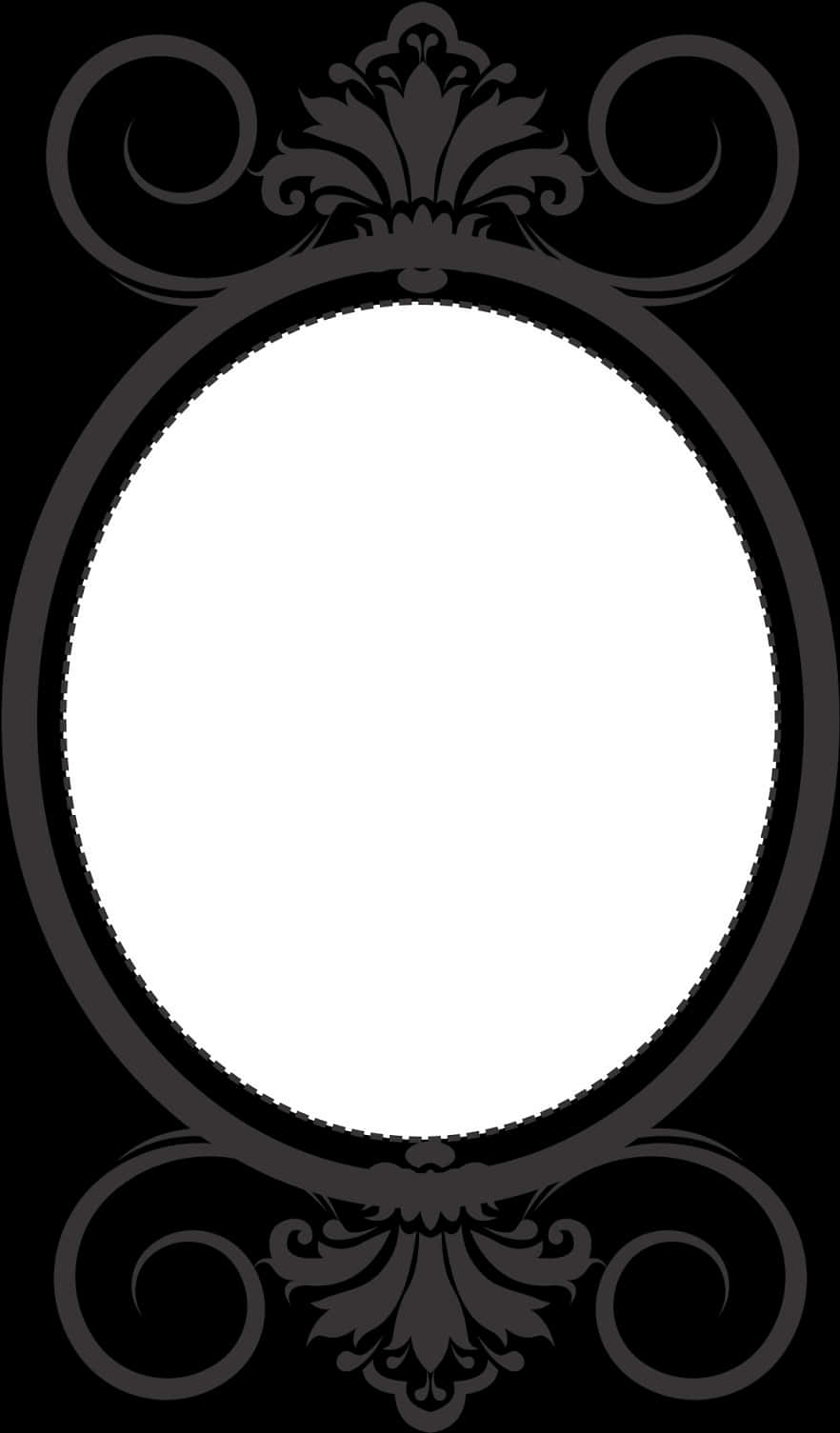 Elegant Black Oval Frame PNG Image