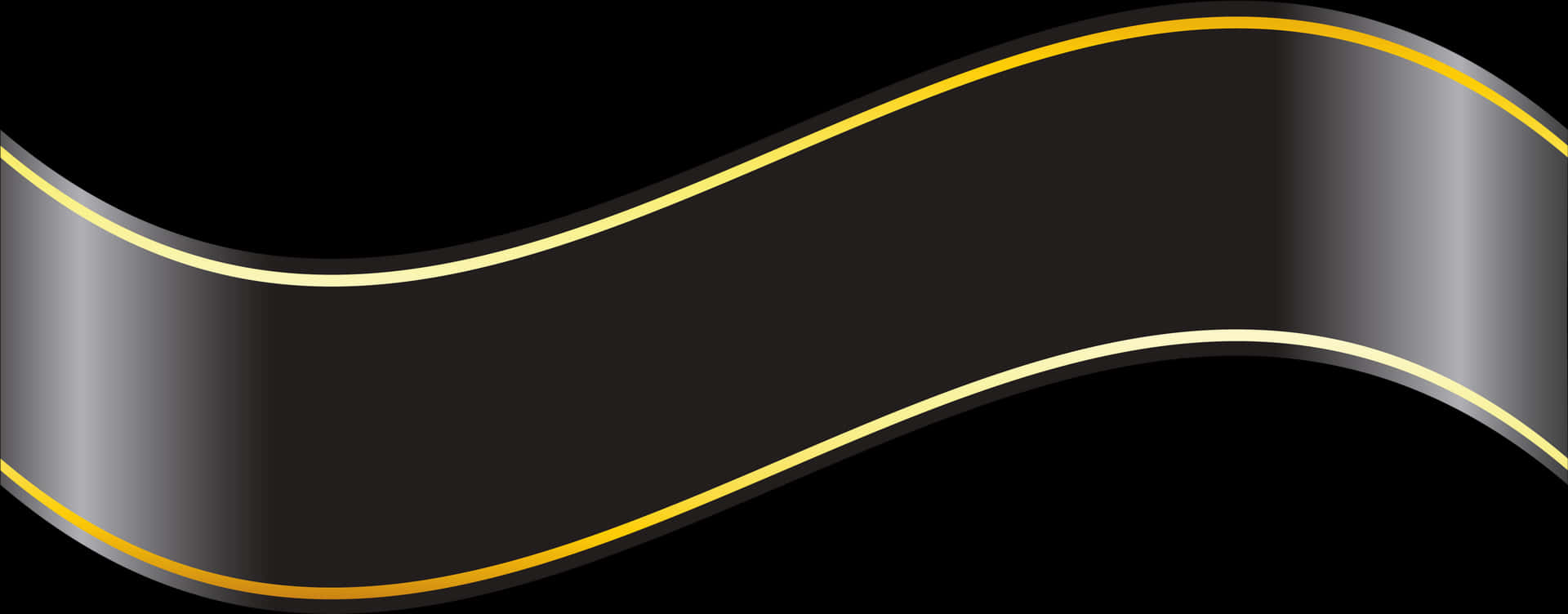 Elegant Black Ribbonwith Gold Trim PNG Image