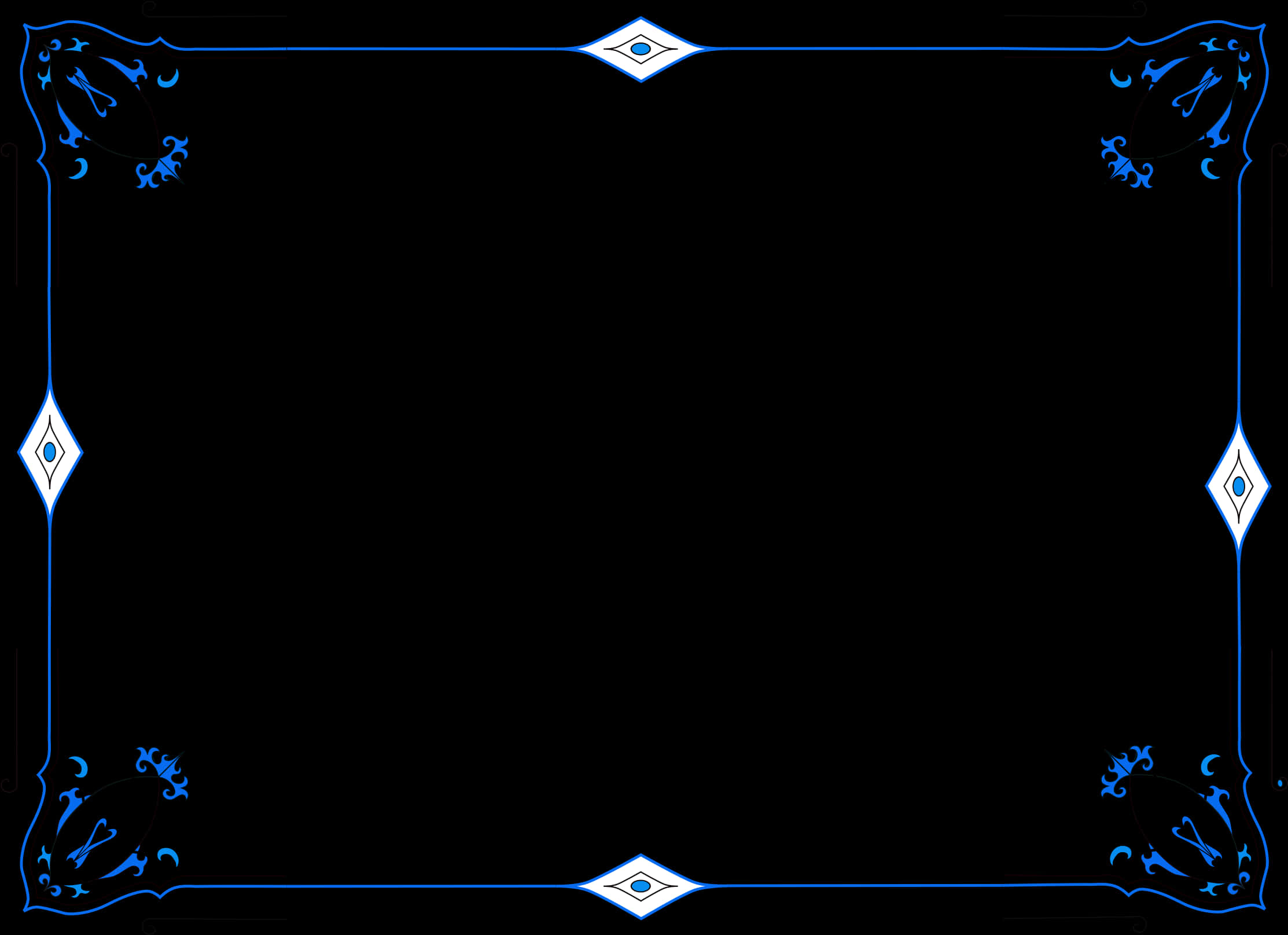 Elegant Blue Floral Border Design PNG Image