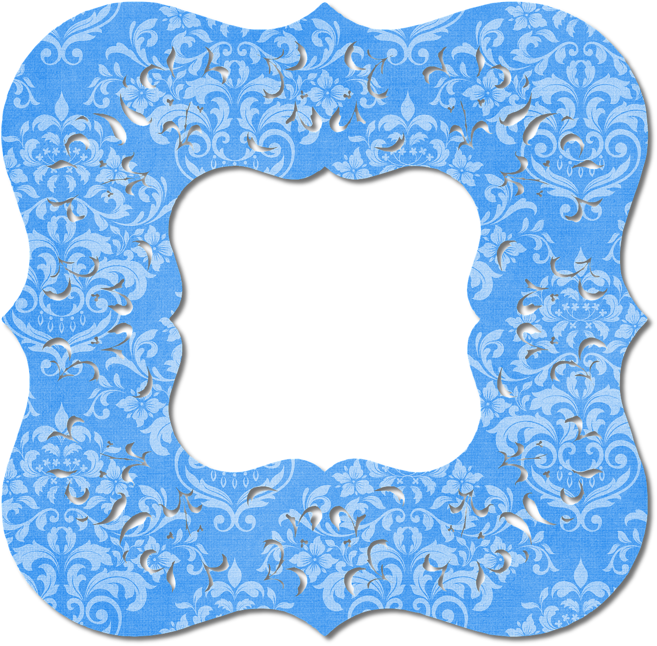 Elegant_ Blue_ Floral_ Frame PNG Image