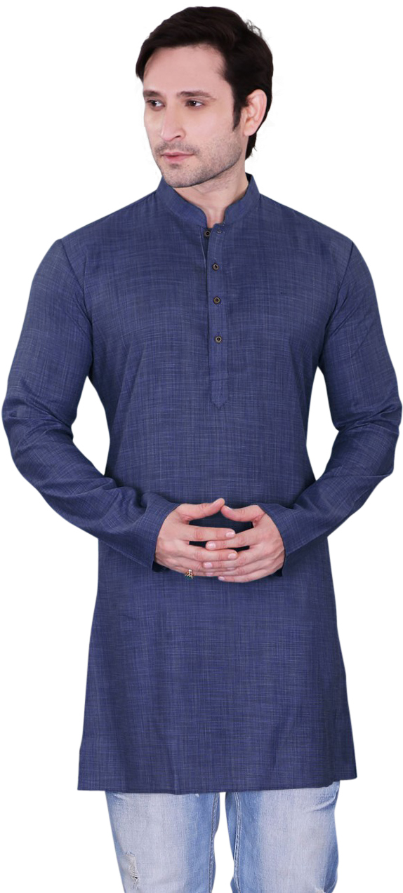 Elegant Blue Kurtafor Men PNG Image