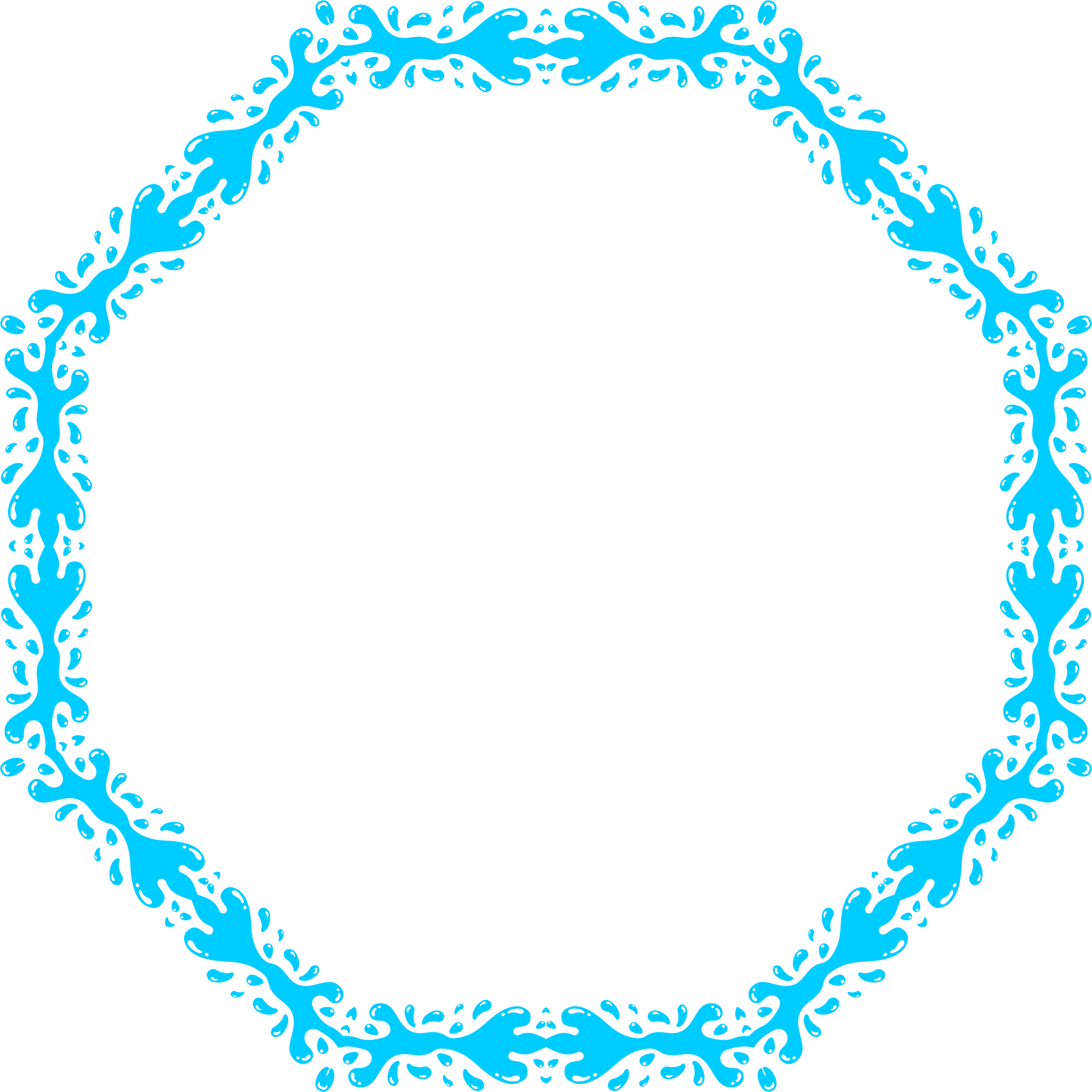 Elegant Blue Leafy Frame PNG Image