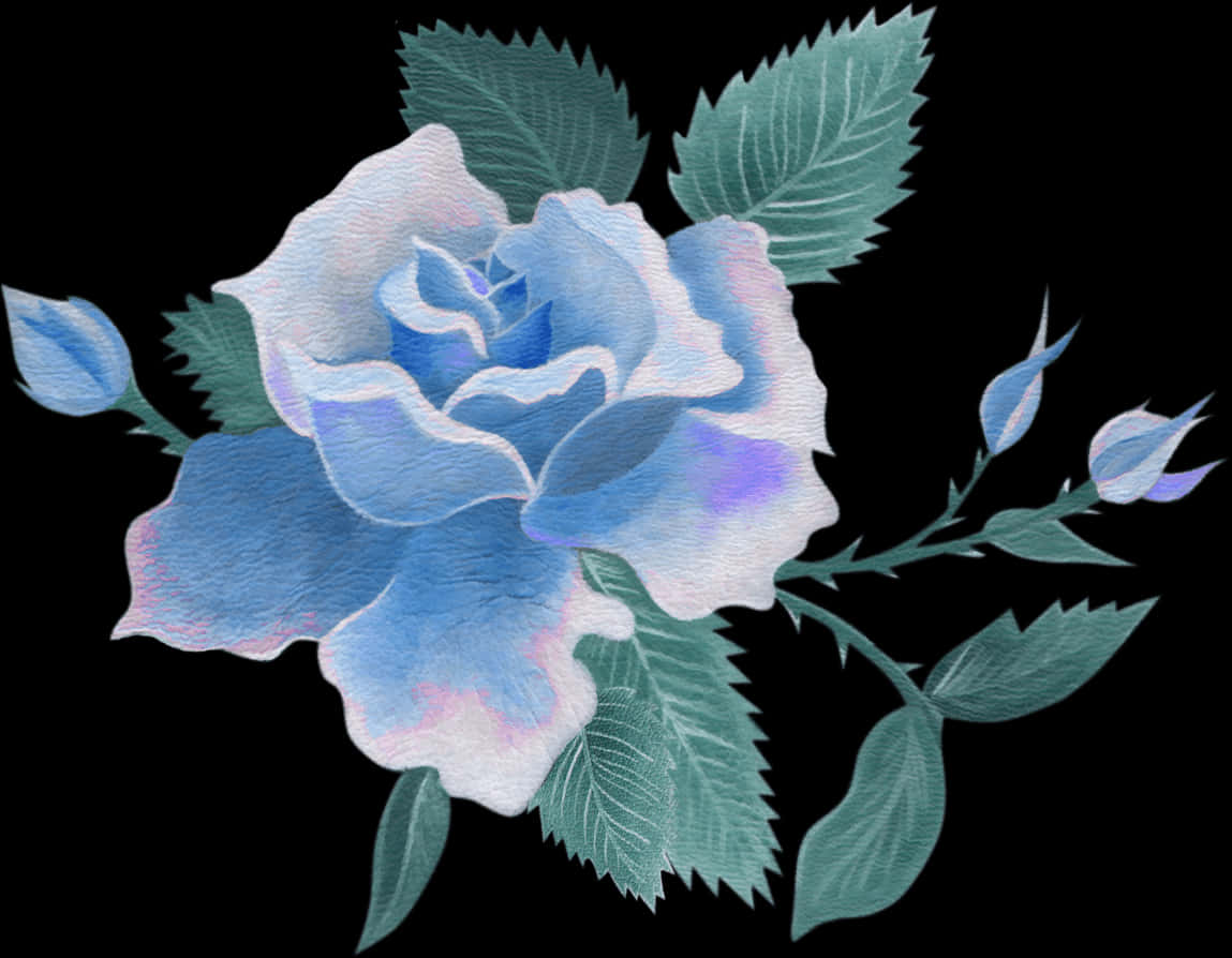 Elegant Blue Rose Artwork PNG Image