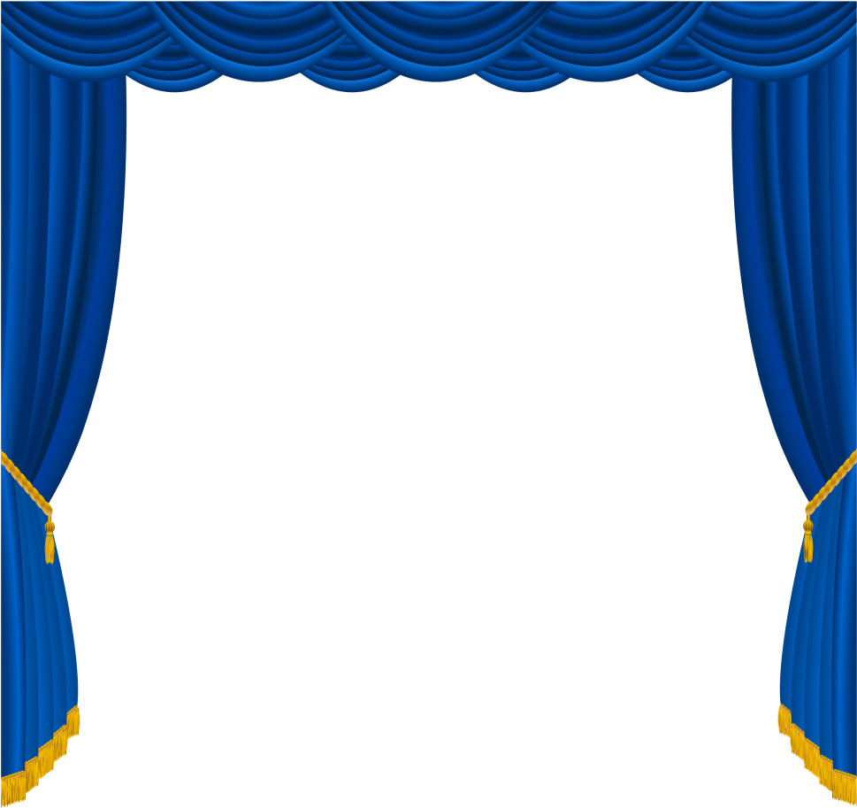 Elegant Blue Theater Curtains PNG Image