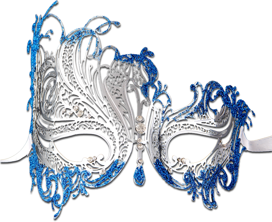 Elegant Blueand Silver Venetian Mask.png PNG Image