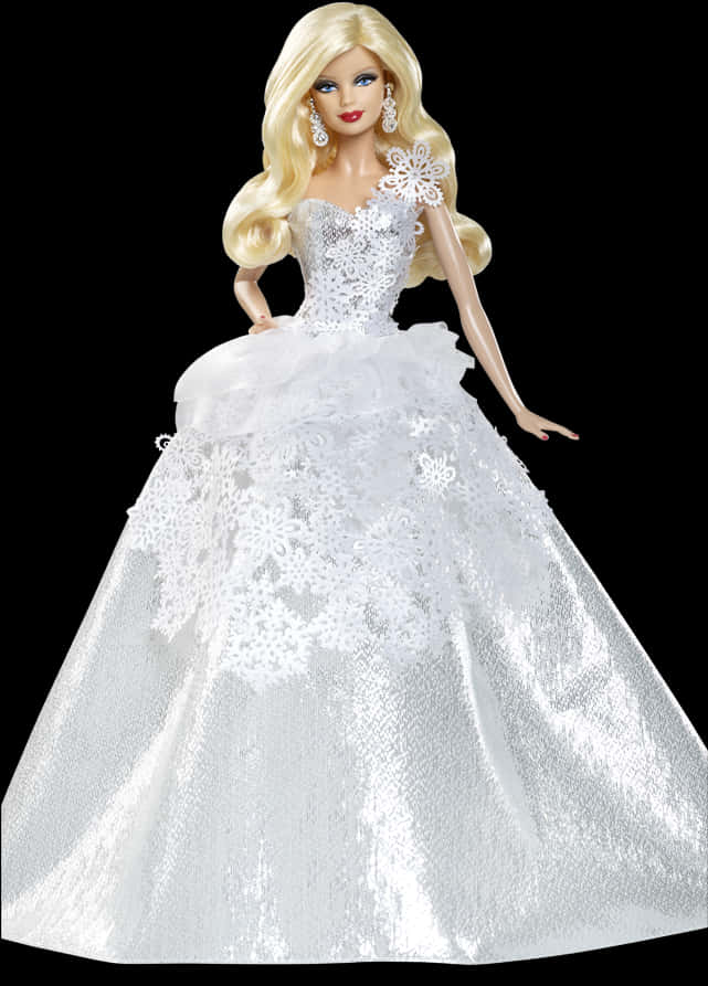 Elegant Bridal Barbie Doll PNG Image