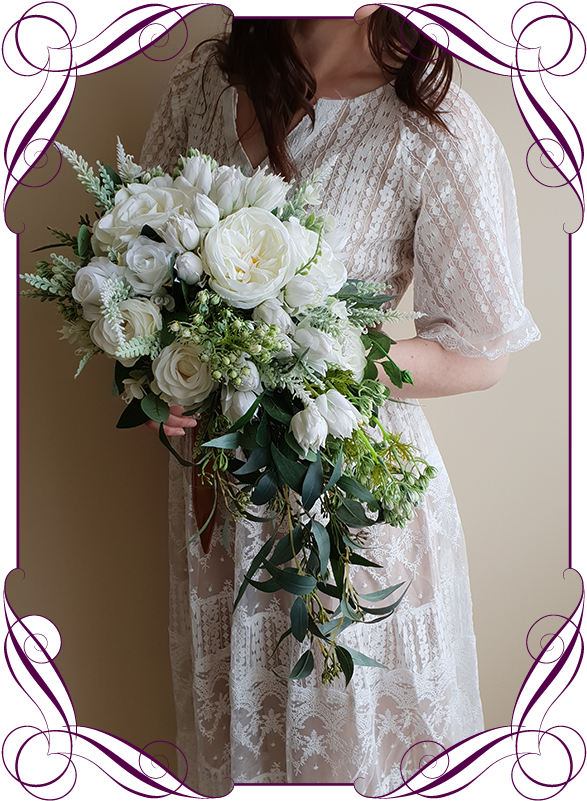 Elegant Bridal Bouquet White Flowers PNG Image