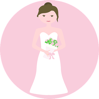 Elegant Bride Cartoon Vector PNG Image