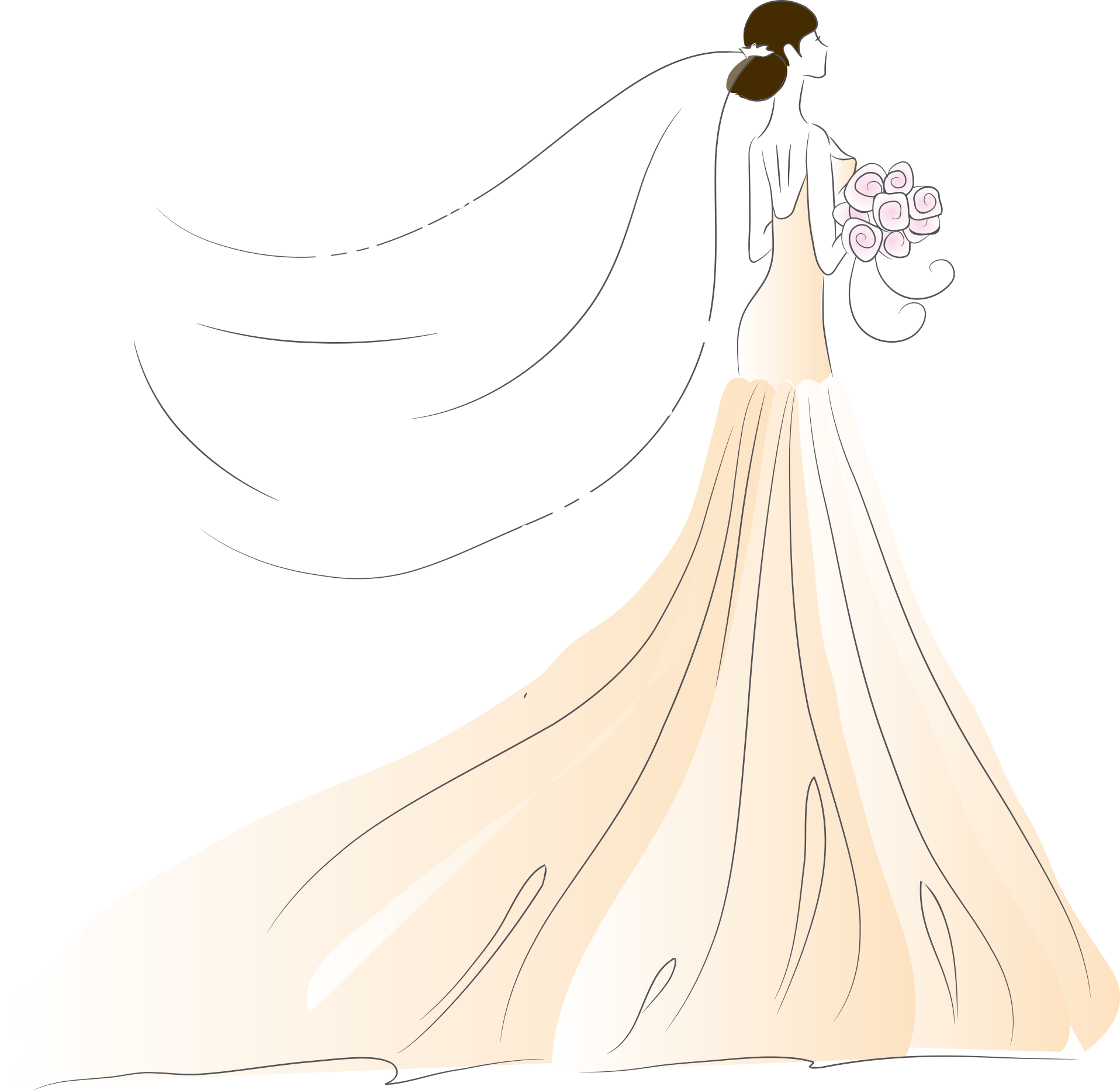 Elegant Bride Illustration PNG Image