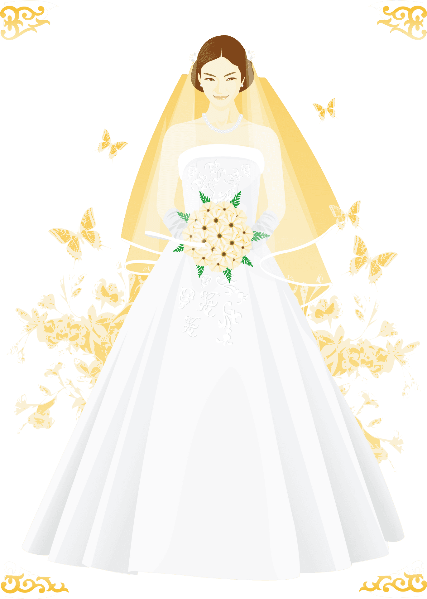 Elegant Bride Illustration PNG Image