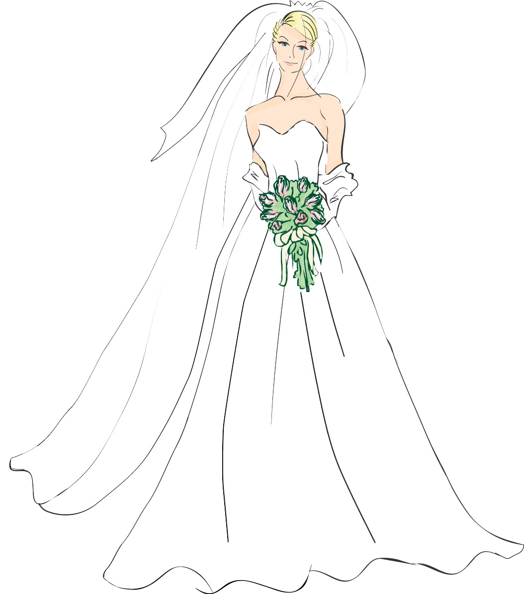 Elegant Bride Sketch PNG Image