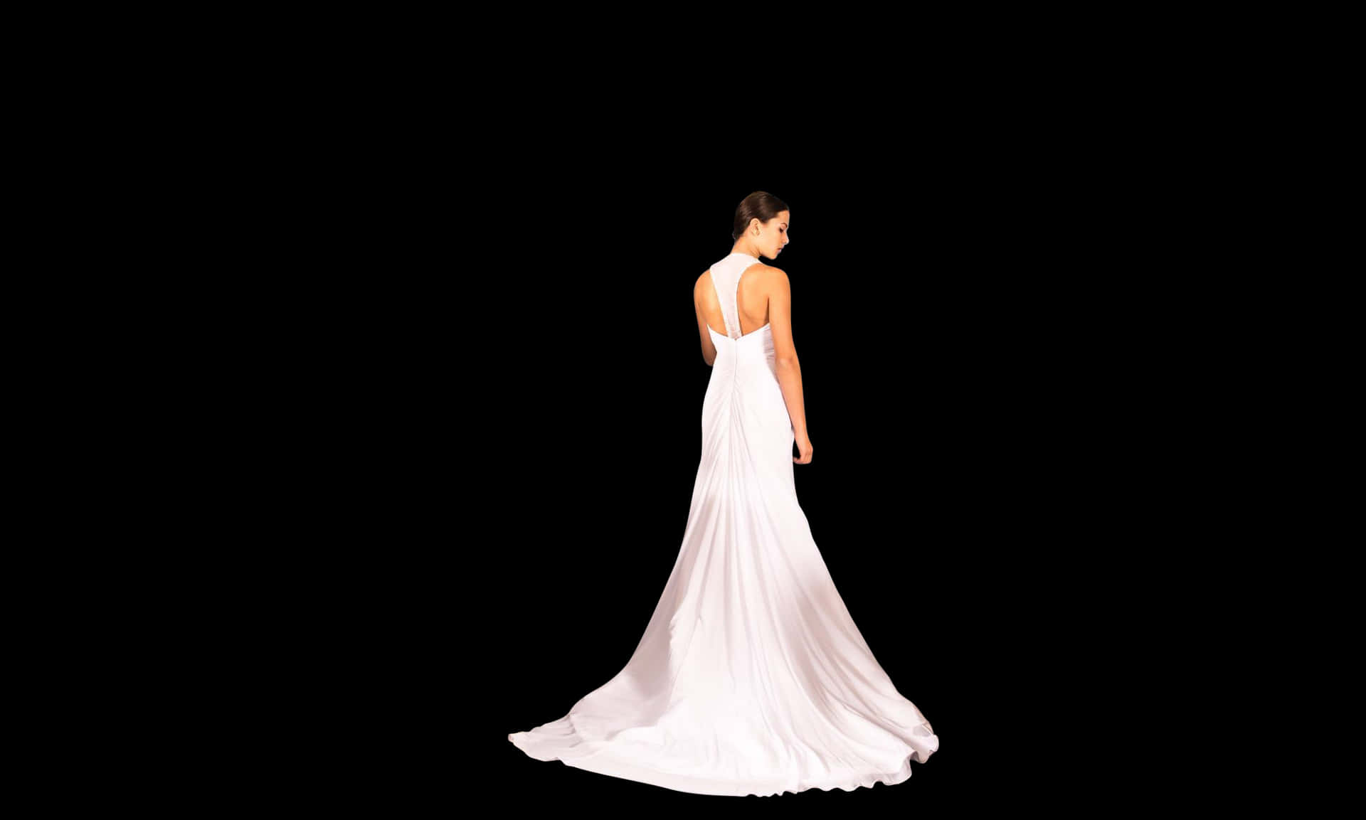 Elegant Bridein White Gown PNG Image