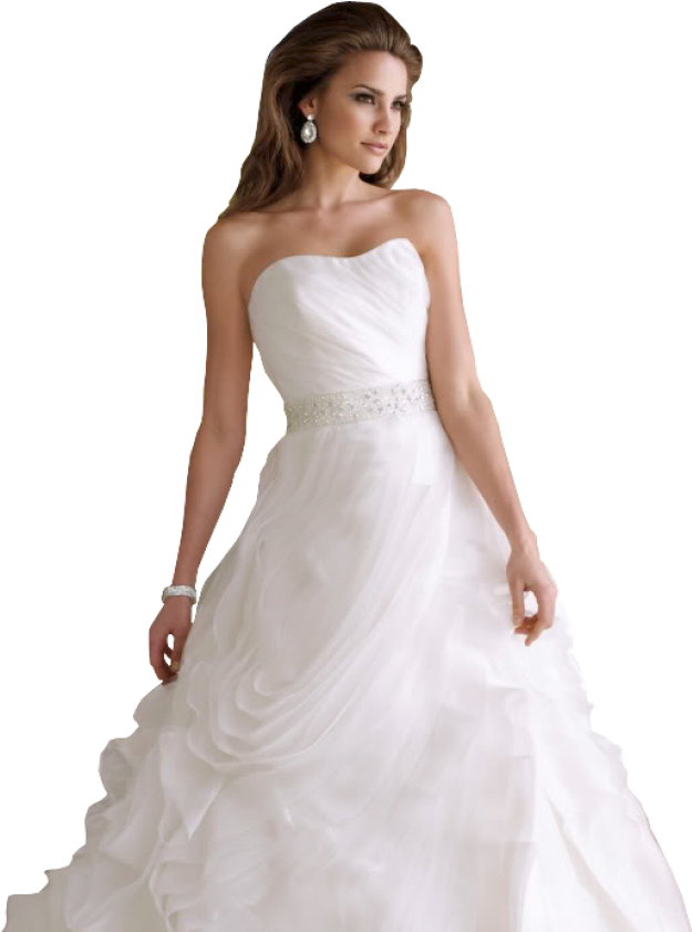 Elegant Bridein White Gown PNG Image