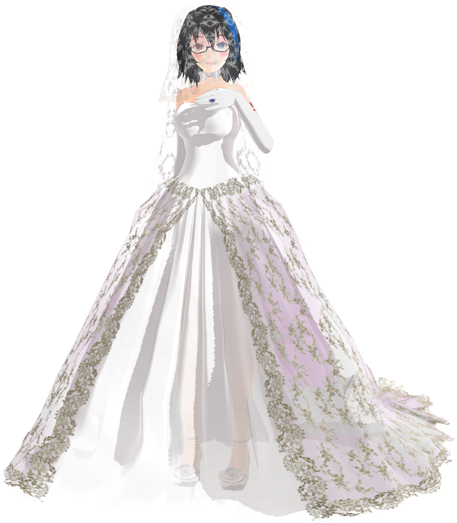 Elegant Bridein White Gown PNG Image