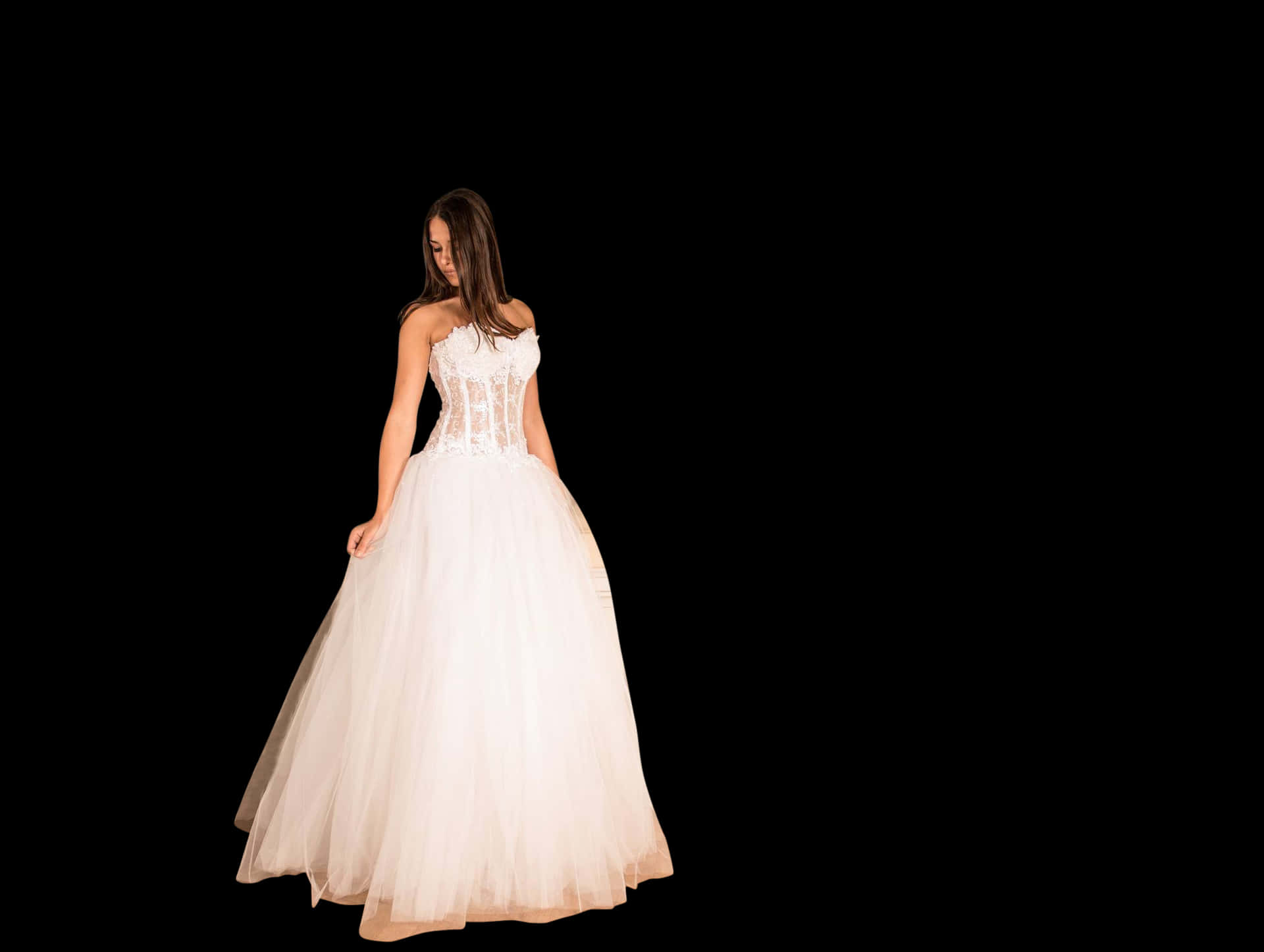 Elegant Bridein White Gown PNG Image