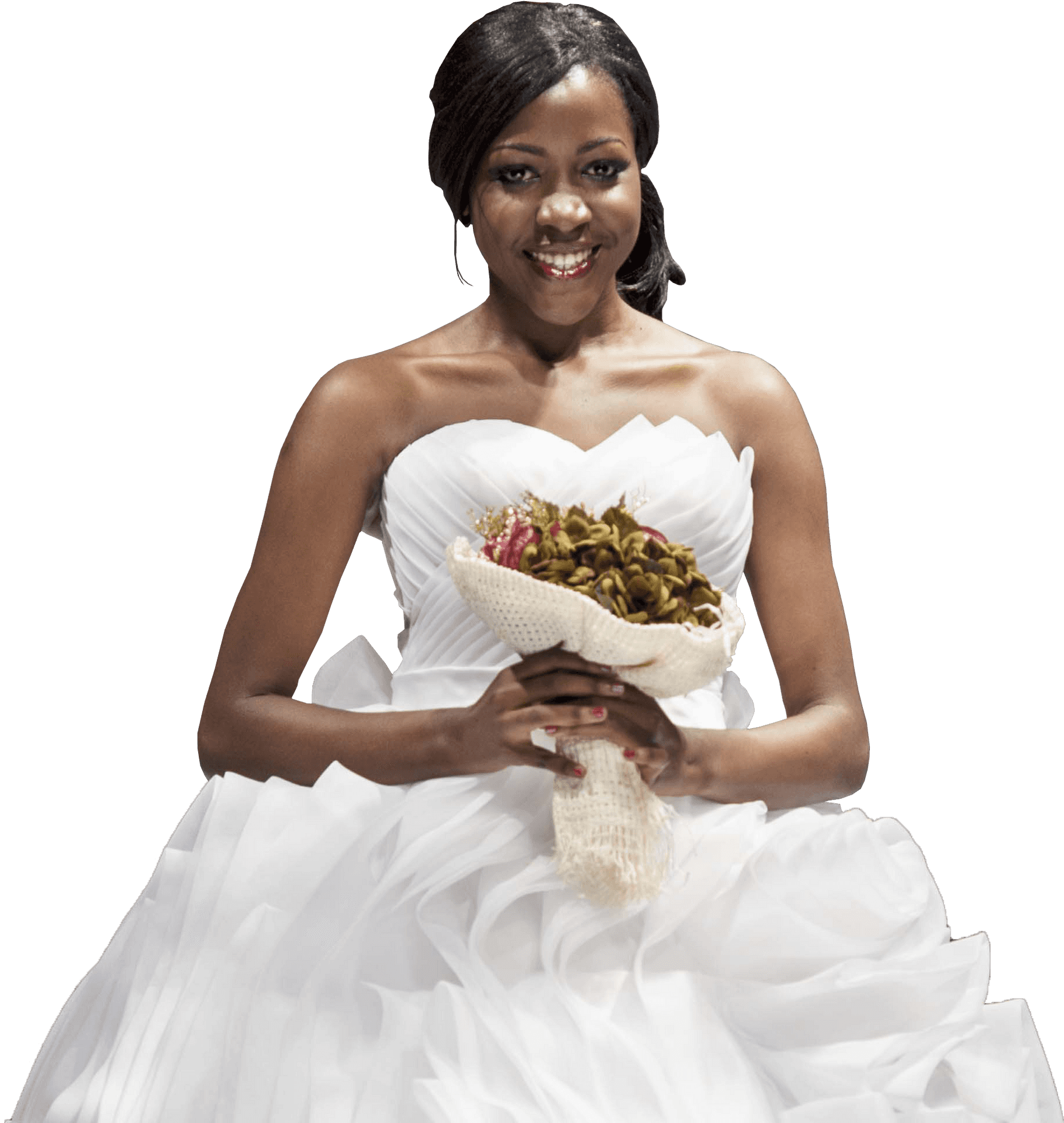 Elegant Bridewith Bouquet PNG Image