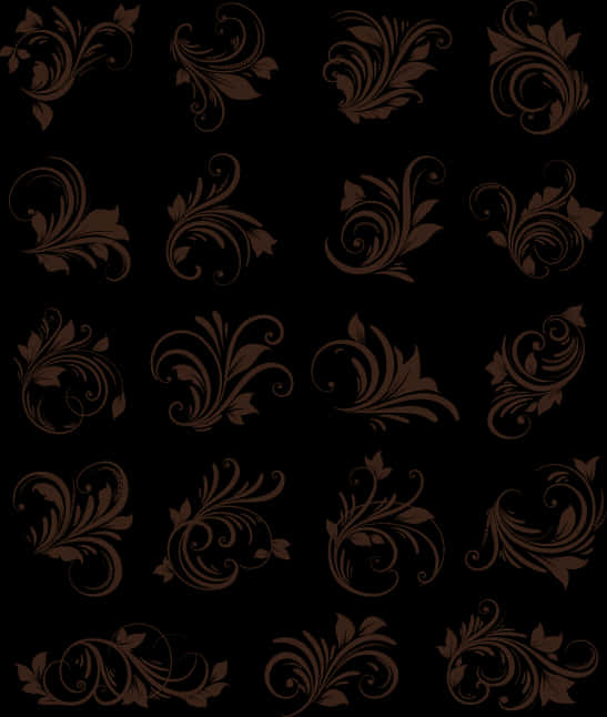 Elegant Brown Floral Pattern PNG Image