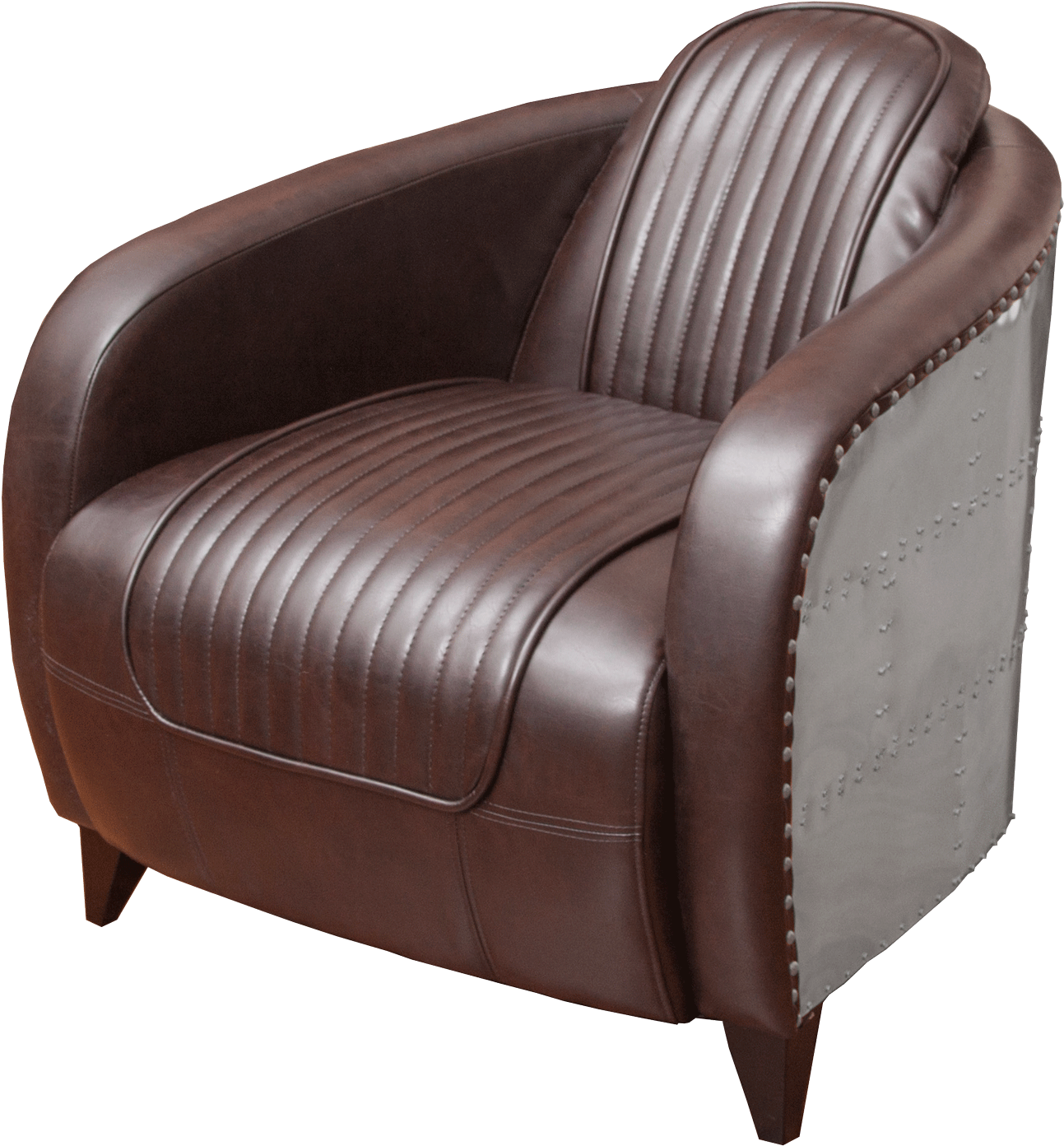 Elegant Brown Leather Club Chair PNG Image