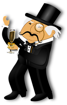 Elegant Cartoon Gentleman With Champagne PNG Image