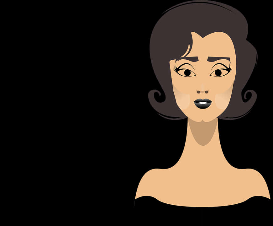 Elegant Cartoon Woman Portrait PNG Image