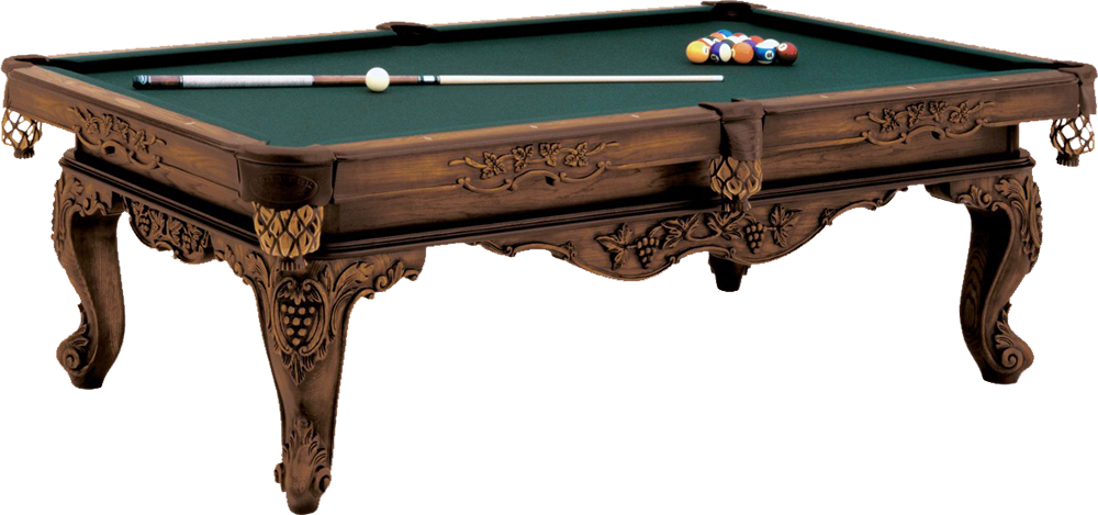 Elegant Carved Pool Table PNG Image