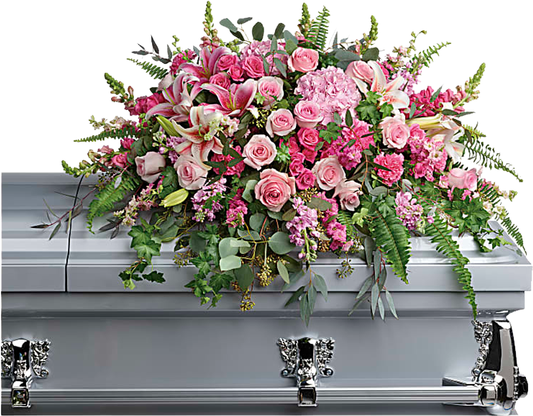 Elegant Casket Spray Funeral Flowers PNG Image