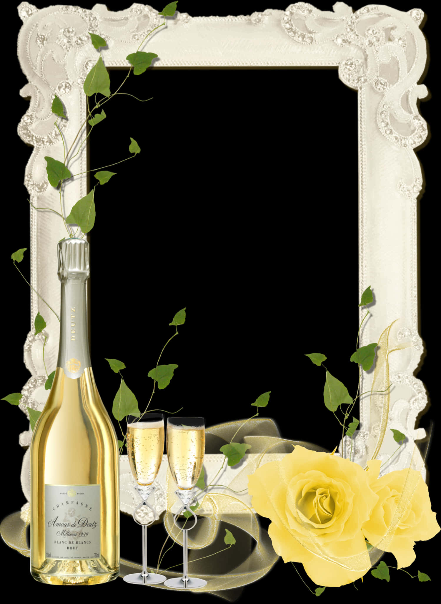 Elegant Champagne Celebration Frame PNG Image