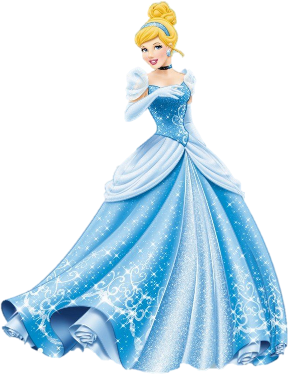 Elegant Cinderella Blue Gown PNG Image