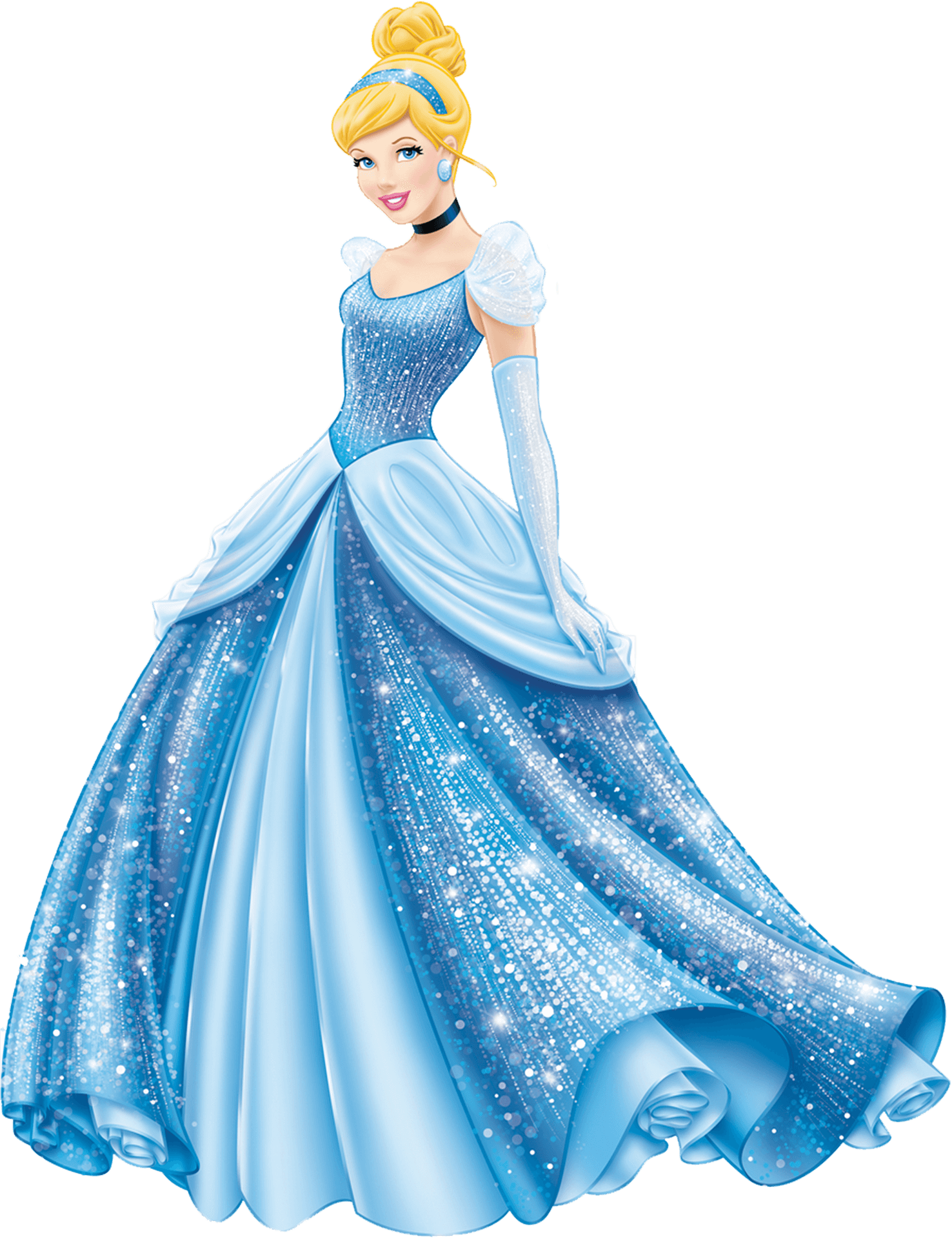 Elegant Cinderellain Blue Gown PNG Image