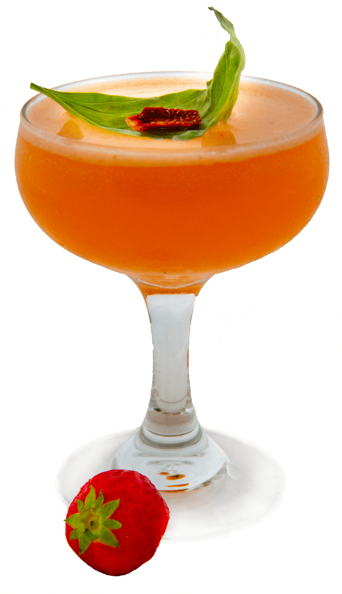 Elegant Cocktail Garnishedwith Strawberryand Mint PNG Image