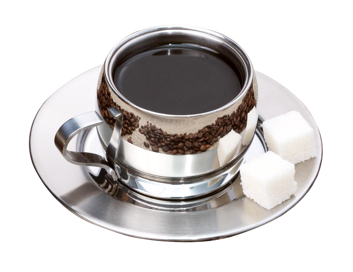 Elegant Coffee Cupwith Sugar Cubes PNG Image