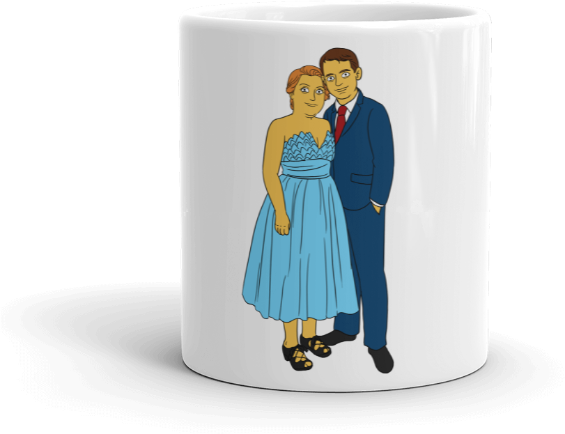 Elegant Couple Printed Mug PNG Image