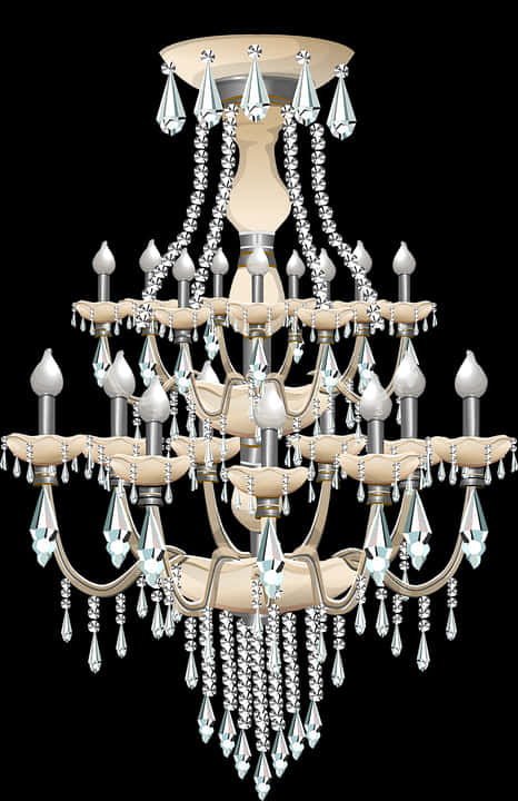 Elegant Crystal Chandelier Design PNG Image