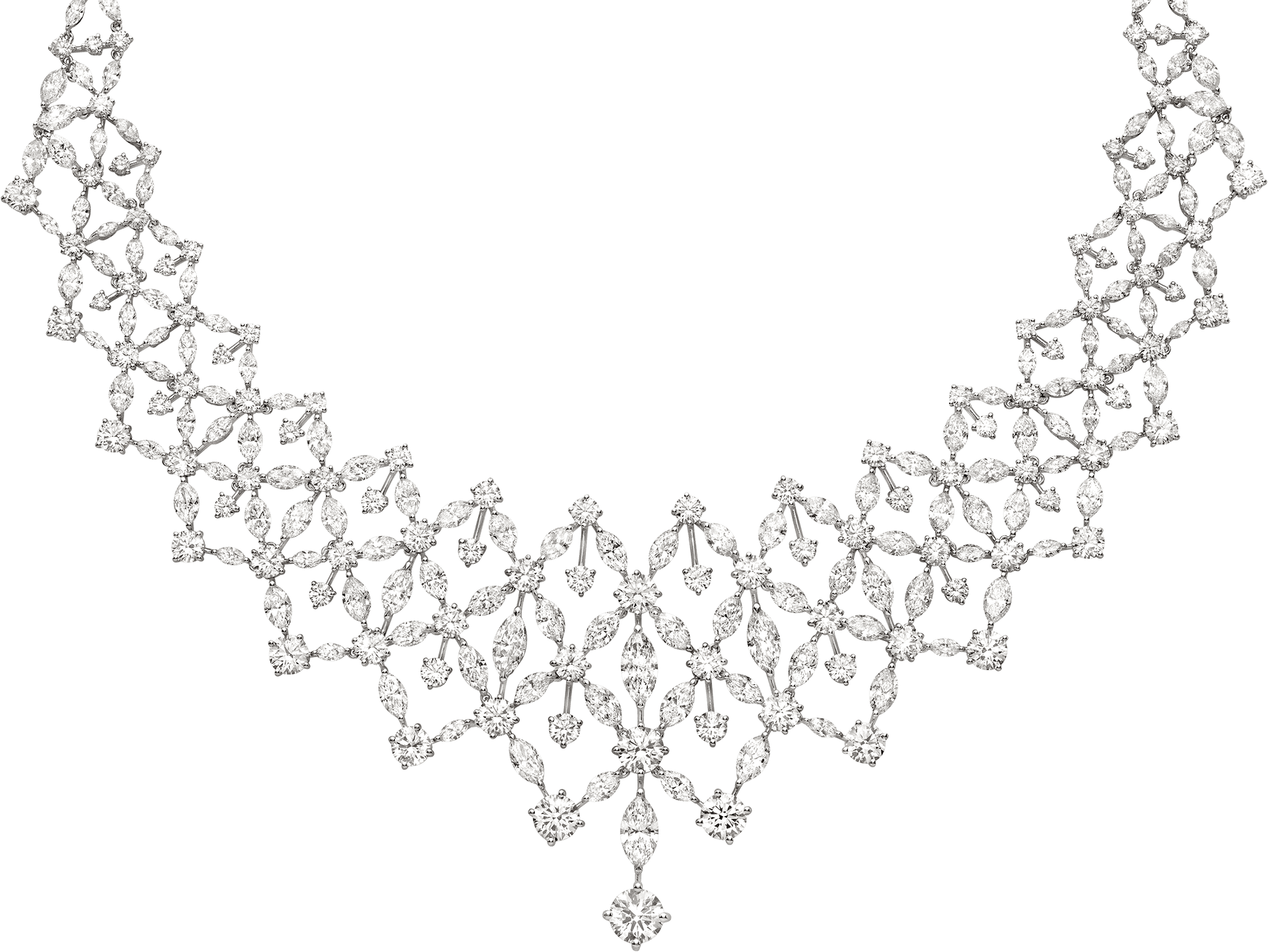 Elegant Crystal Necklace Design PNG Image