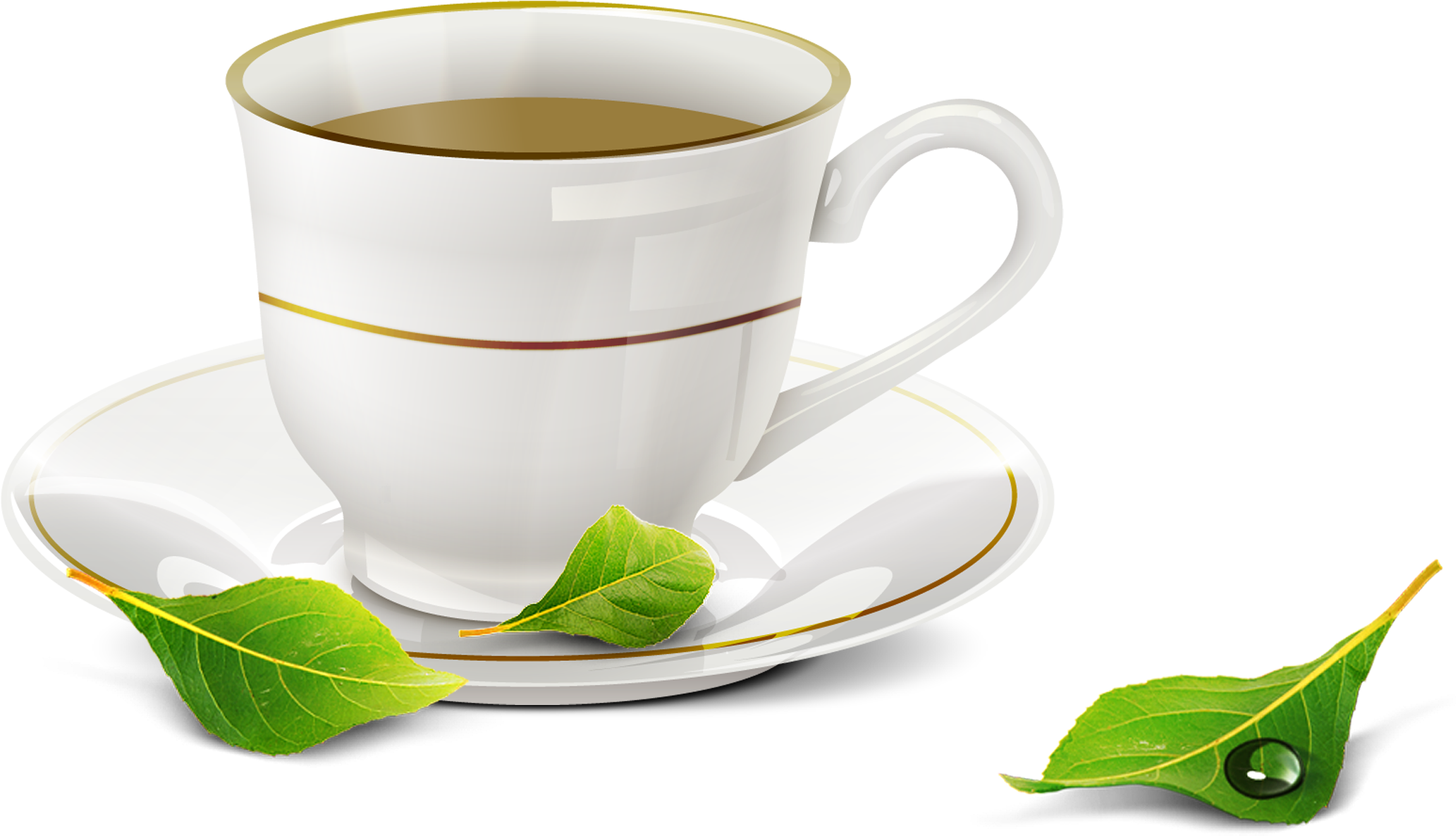 Elegant Cupof Teawith Leaves PNG Image