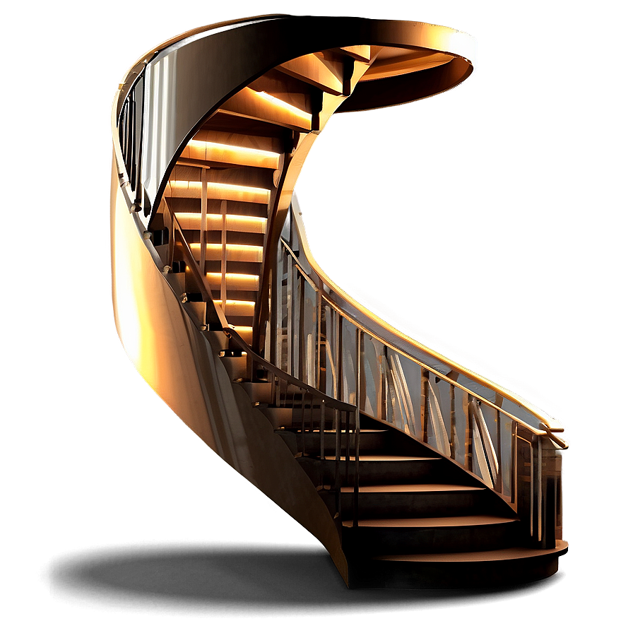 Elegant Curved Staircase Png Gry PNG Image