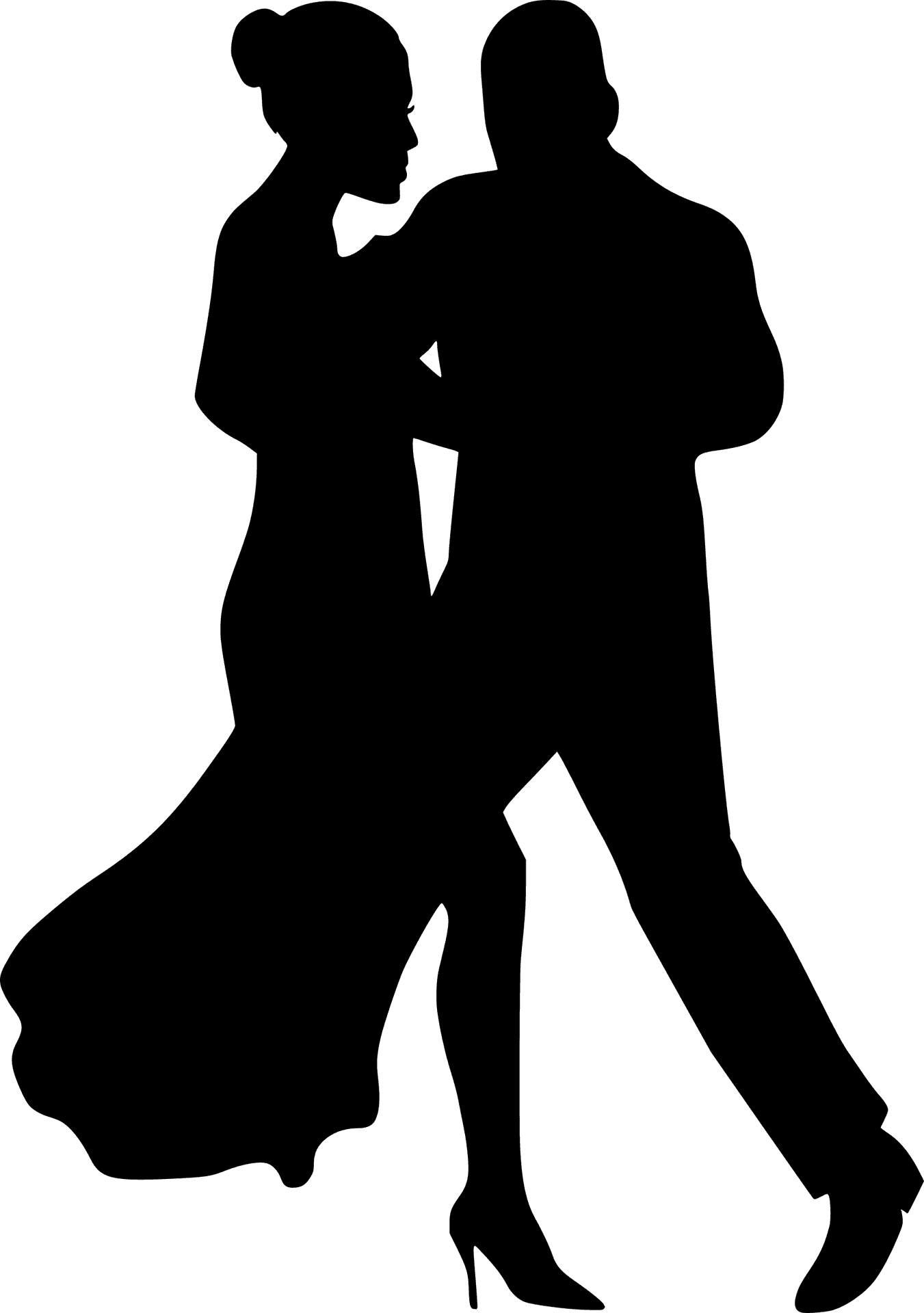 Elegant Dance Couple Silhouette PNG Image