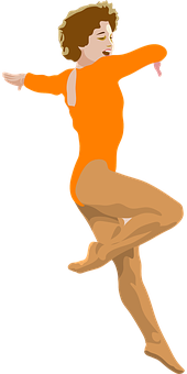 Elegant_ Dance_ Pose_ Orange_ Leotard PNG Image