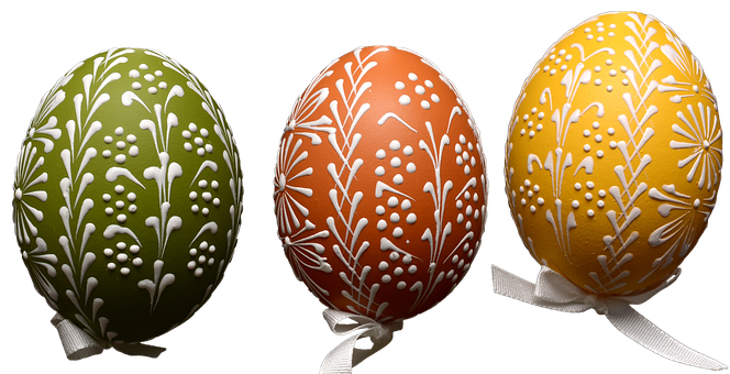 Elegant Decorated Easter Eggs PNG Image