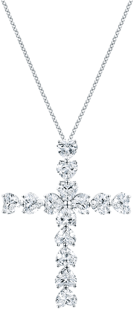 Elegant Diamond Cross Pendant Necklace PNG Image