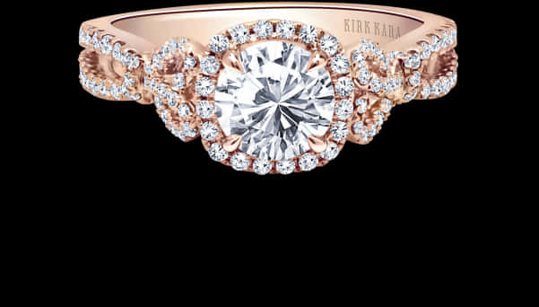 Elegant Diamond Engagement Ring Rose Gold PNG Image