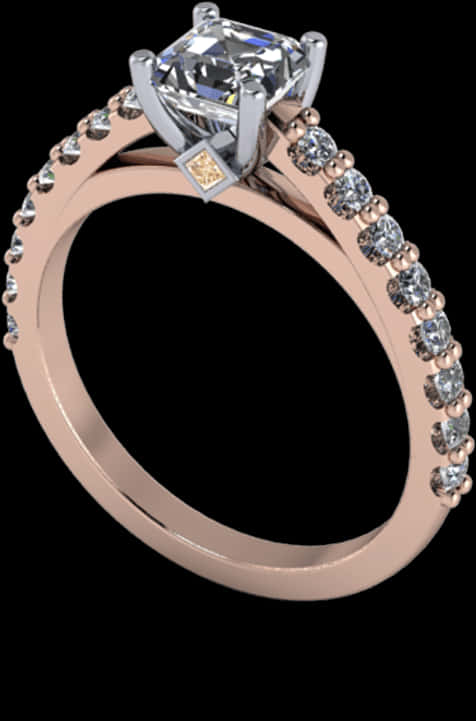 Elegant Diamond Engagement Ring PNG Image