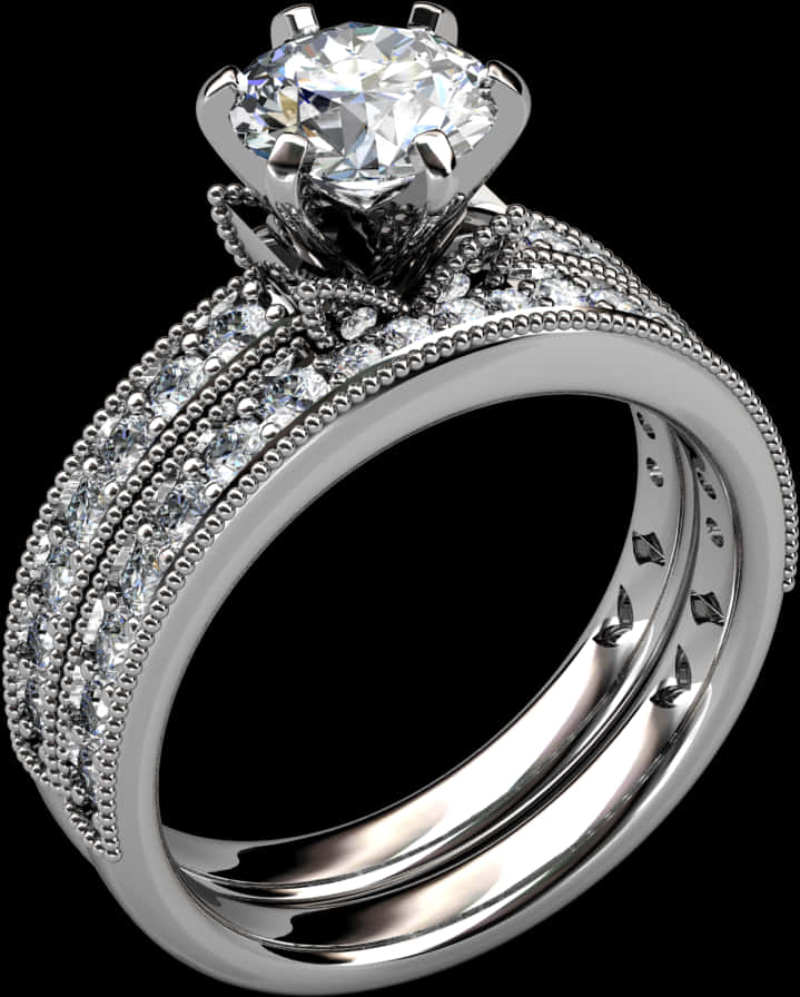 Elegant Diamond Engagement Ring PNG Image