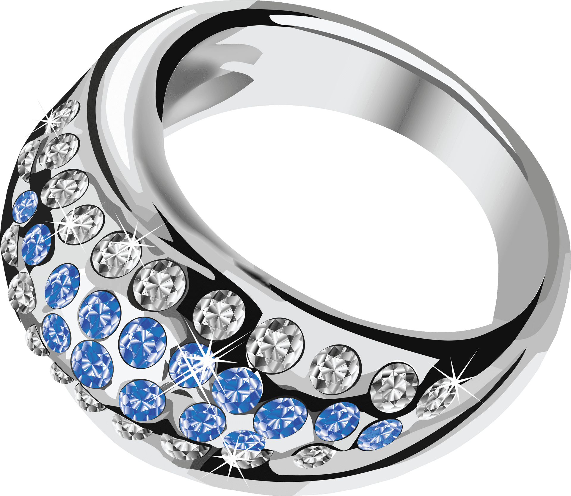 Elegant Diamond Sapphire Ring Design PNG Image