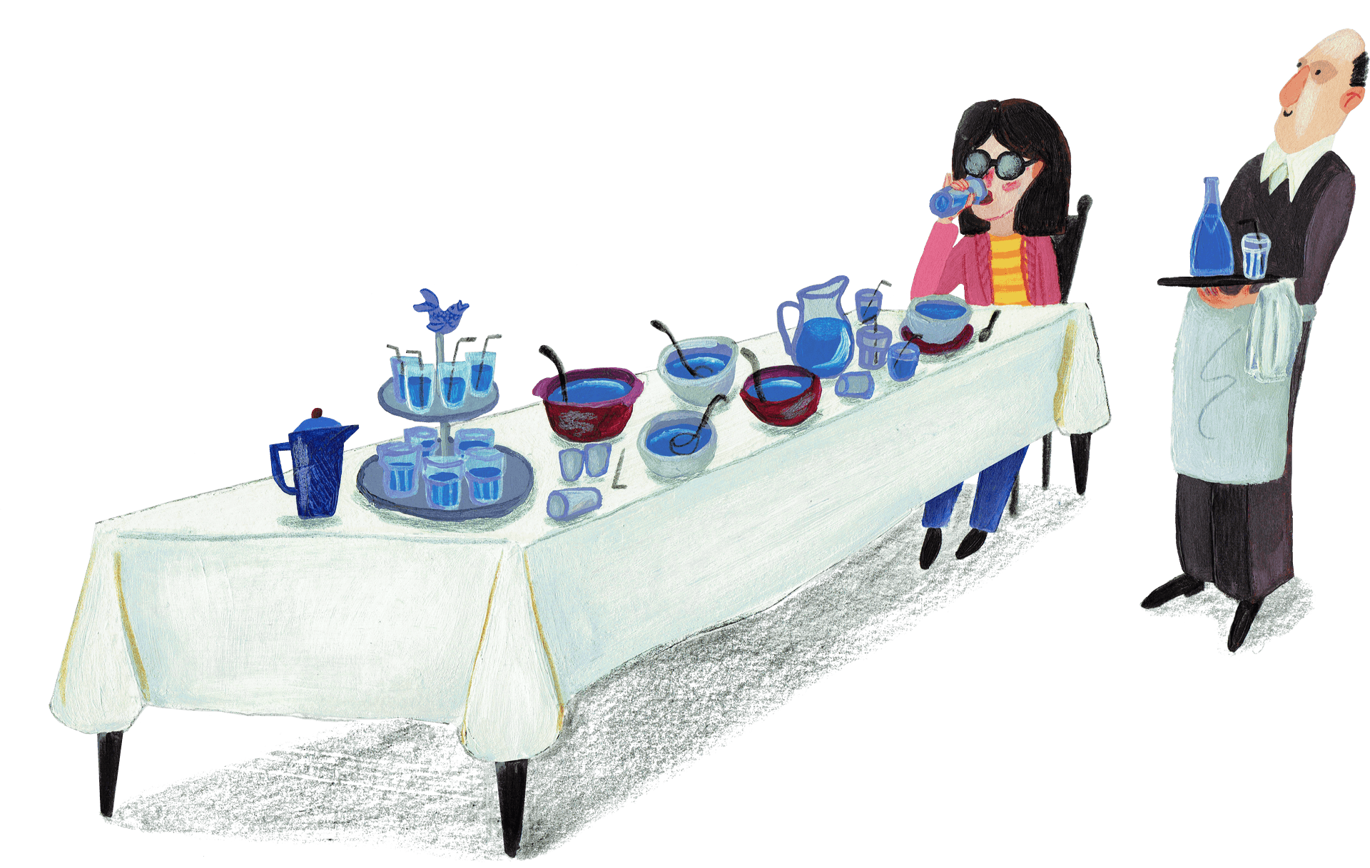 Elegant Dining Experience Illustration PNG Image